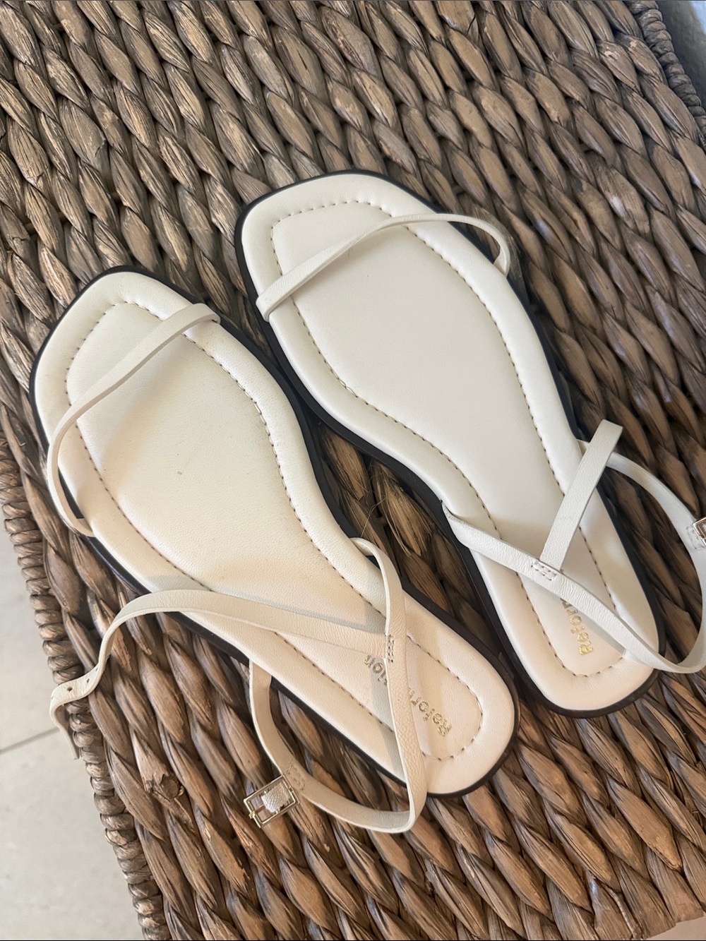 Reformation Women’s Strappy Square-Toe Sandals in Cream